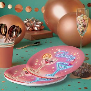 Gepersonaliseerde Party Time Neon Uitnodiging Papieren Bordje