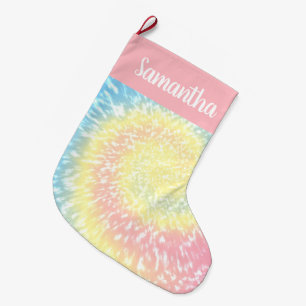 Gepersonaliseerde pasta Tie Dye Swirl Trendy Teen Grote Kerstsok