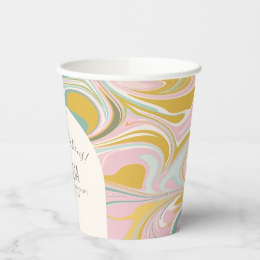 Gepersonaliseerde Pastel Abstracte Graduation Part Papieren Bekers (Links)