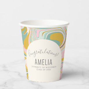 Gepersonaliseerde Pastel Abstracte Graduation Part Papieren Bekers