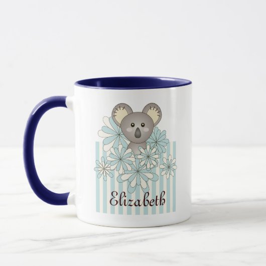 Gepersonaliseerde Pastel Blauw Schattige Koala Bee Mok (Links)