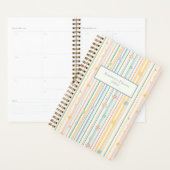 Gepersonaliseerde Pastel Bloemen Strepen Jaarlijks Planner (Display)