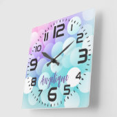 Gepersonaliseerde Pastel Bubbles Wall Clock Vierkante Klok (Hoek)