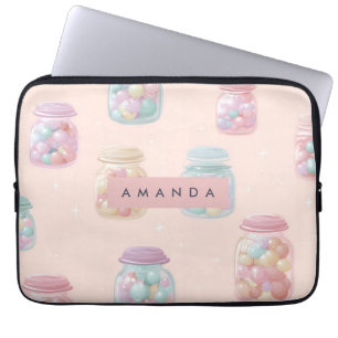 Gepersonaliseerde Pastel Candy Jar patroon Laptop Sleeve