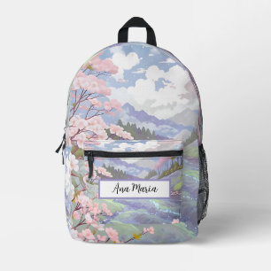 Gepersonaliseerde Pastel Cherry Blossoms Waterverf Bedrukte Rugzak