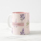 Gepersonaliseerde Pastel Elegante Lavendel Pastel Tweekleurige Koffiemok (Voorkant links)