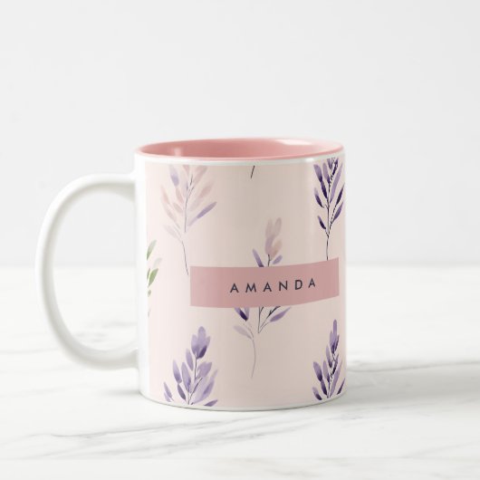 Gepersonaliseerde Pastel Elegante Lavendel Pastel Tweekleurige Koffiemok (Links)