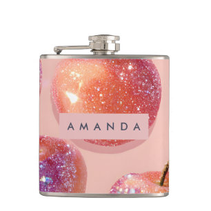 Gepersonaliseerde Pastel Glitter Perzik Stijl Heupfles