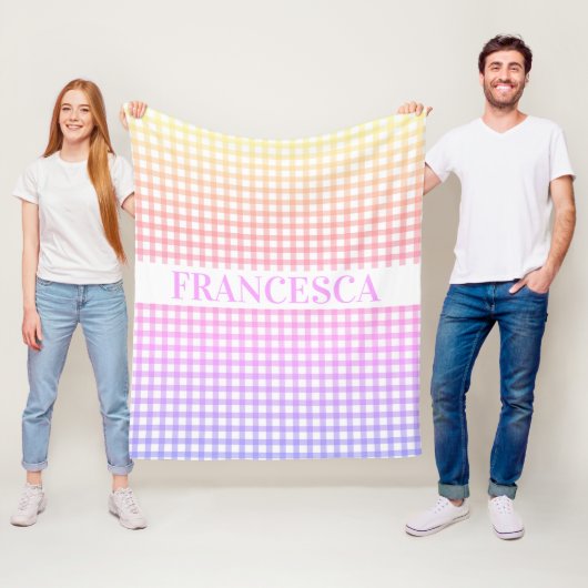 Gepersonaliseerde Pastel Gradient Gingham Deken Ro (In situ)
