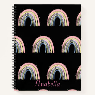Gepersonaliseerde pastel kleur regenboog patroon notitieboek
