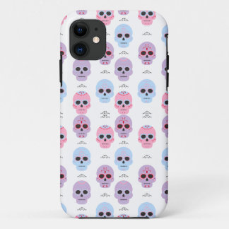 Gepersonaliseerde pastel kleur schedel patroon iPhone 11 hoesje