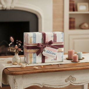 Gepersonaliseerde pastel penseelstreken cadeaupapier