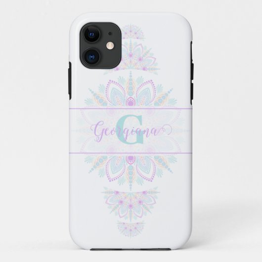 Gepersonaliseerde Pastel Rainbow Sierstip Mandala Case-Mate iPhone Case (Achterkant)