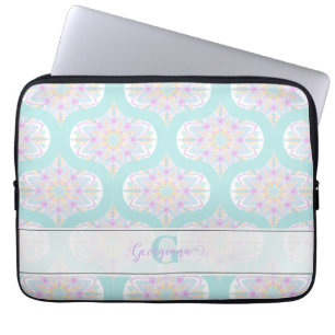 Gepersonaliseerde Pastel Regenboog Bloemen Mandala Laptop Sleeve