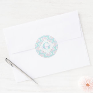 Gepersonaliseerde Pastel Regenboog Bloemen Mandala Ronde Sticker