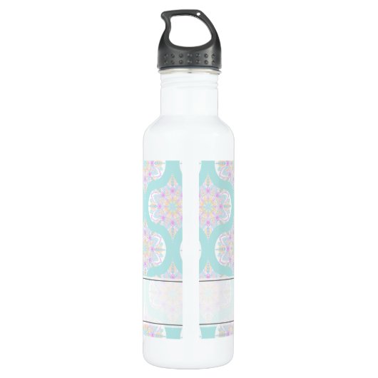 Gepersonaliseerde Pastel Regenboog Bloemen Mandala Waterfles (Achterkant)