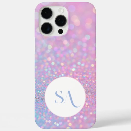 Gepersonaliseerde Pastel Roze Glitter iPhone Case (Achterkant)