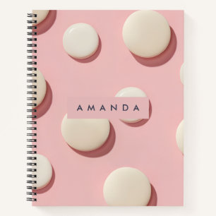 Gepersonaliseerde Pastel Roze met Crème Stip Notitieboek
