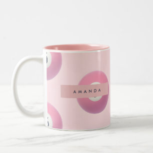 Gepersonaliseerde pastel roze nummer 5 biljartbal tweekleurige koffiemok