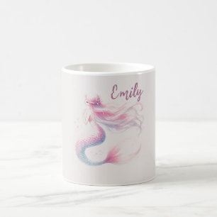 Gepersonaliseerde Pastel Roze Zeemeermin Mok – Aan
