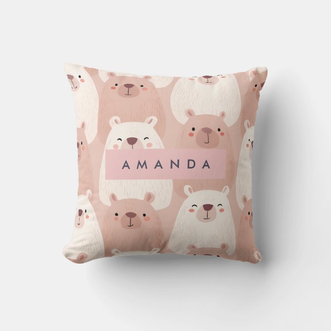 Gepersonaliseerde pastel Schattig Capybara Kussen (Voorkant)