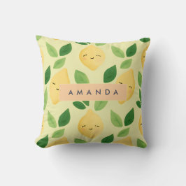 Gepersonaliseerde Pastel Schattigee Lachende Citro Kussen