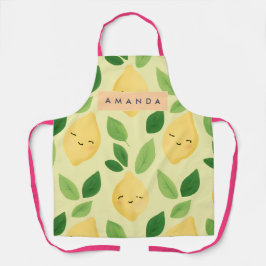 Gepersonaliseerde Pastel Schattigee Lachende Citro Schort