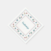 Gepersonaliseerde pastelbladeren wit servet (Hoek)