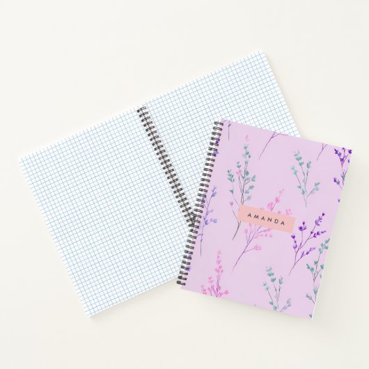 Gepersonaliseerde pastelbloem, elegant notitieboek (Binnen)