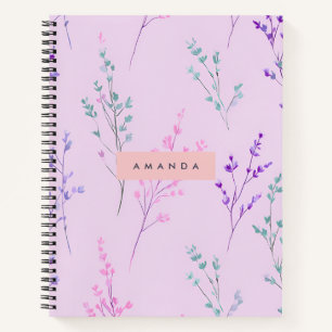 Gepersonaliseerde pastelbloem, elegant notitieboek