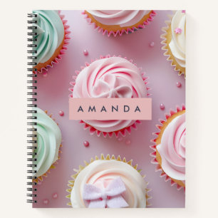 Gepersonaliseerde Pastelkleurige Cupcake Swirl Notitieboek