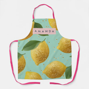 Gepersonaliseerde Pastelkleurige Glitter Citroen S Schort