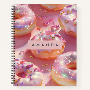 Gepersonaliseerde Pastelkleurige Glitterende Roze  Notitieboek
