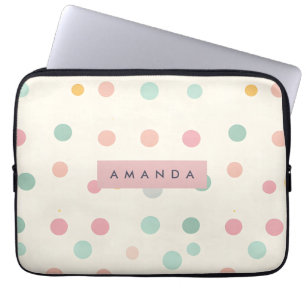 Gepersonaliseerde Pastelkleurige Macaron Stippenpa Laptop Sleeve