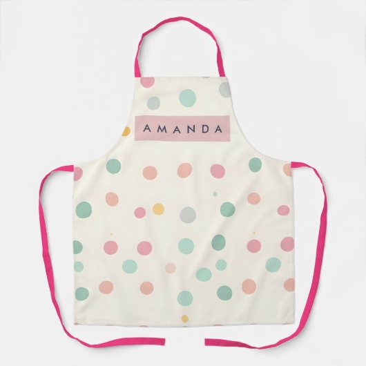 Gepersonaliseerde Pastelkleurige Macaron Stippenpa Schort (Voorkant)