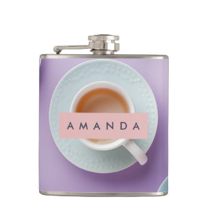 Gepersonaliseerde Pastelkleurige Theepartij Bliss Heupfles