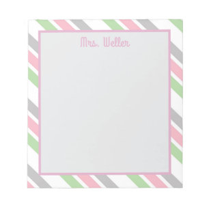 Gepersonaliseerde Pastelstreep leraar Gift Notitieblok