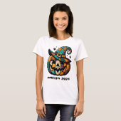 Gepersonaliseerde Patchwork Pompoen Halloween T-sh T-shirt (Voorkant volledig)