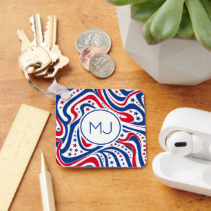 Gepersonaliseerde patriottische Amerikaanse vlag k Sleutelhanger