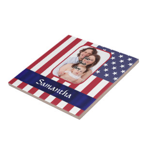 Gepersonaliseerde patriottische Amerikaanse vlag Tegeltje