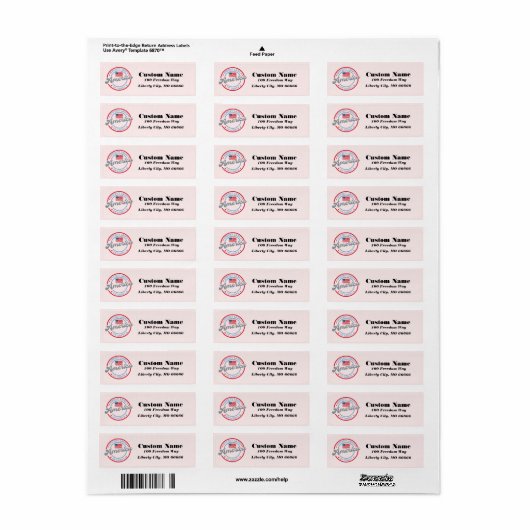 Gepersonaliseerde patriottische boodschap Adreseti Etiket (Full Sheet)