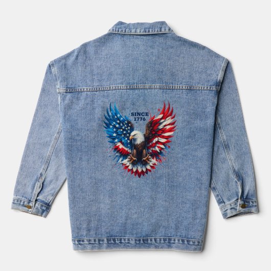 Gepersonaliseerde patriottische kleuren America Bo Denim Jacket (Achterkant)