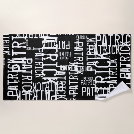 Gepersonaliseerde Patroon Typografie Namen op Zwar Strandlaken (Voorkant)