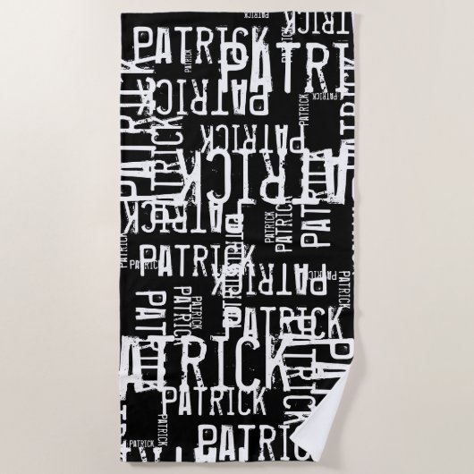 Gepersonaliseerde Patroon Typografie Namen op Zwar Strandlaken (Voorkant)