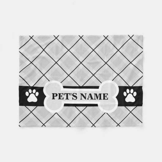 Gepersonaliseerde Paw Print en Bone Dog Dekens (Voorkant (Horizontaal))