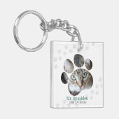 Gepersonaliseerde Paw Print Foto Kat Sleutelhanger (Voorkant Links)