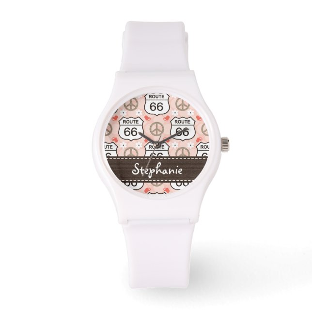 Gepersonaliseerde Peace Love Road Trip Horloge (Voorkant)