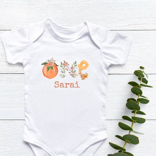 Gepersonaliseerde Peach Eerste Verjaardag Baby Bod Romper