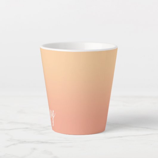 Gepersonaliseerde Peach Ombre Latte Mok (Voorkant)