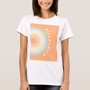 Gepersonaliseerde Peach Retro Rainbow T-shirt